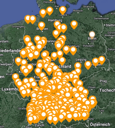 Mühlen in Deutschland - Googlekarte
